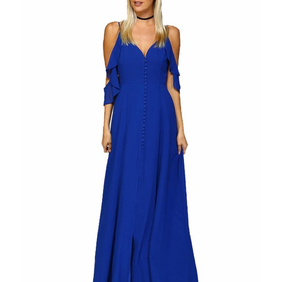 Dresses & Skirts - Pearl Dress Long Maxi Solid Blue